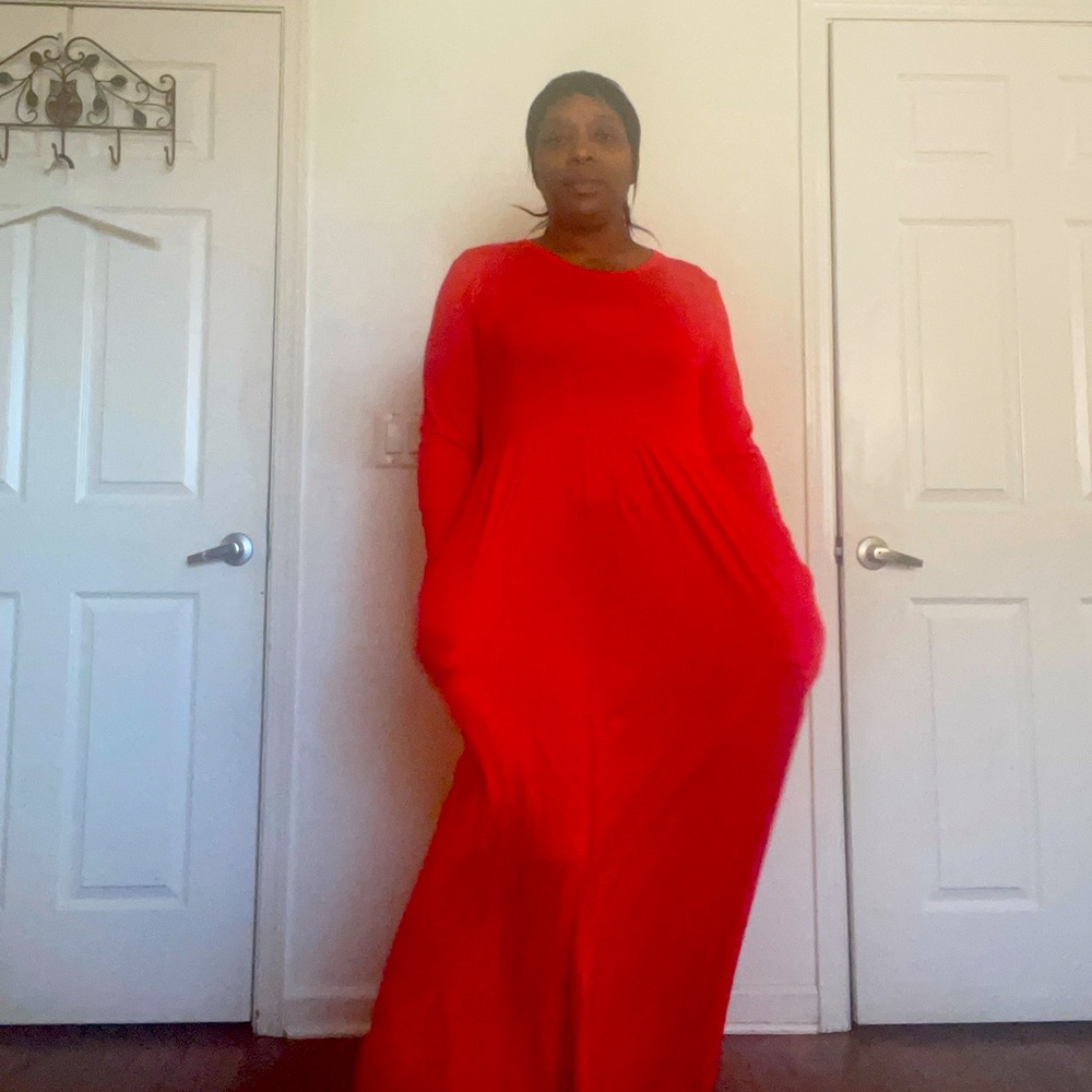 Long red maxi dress